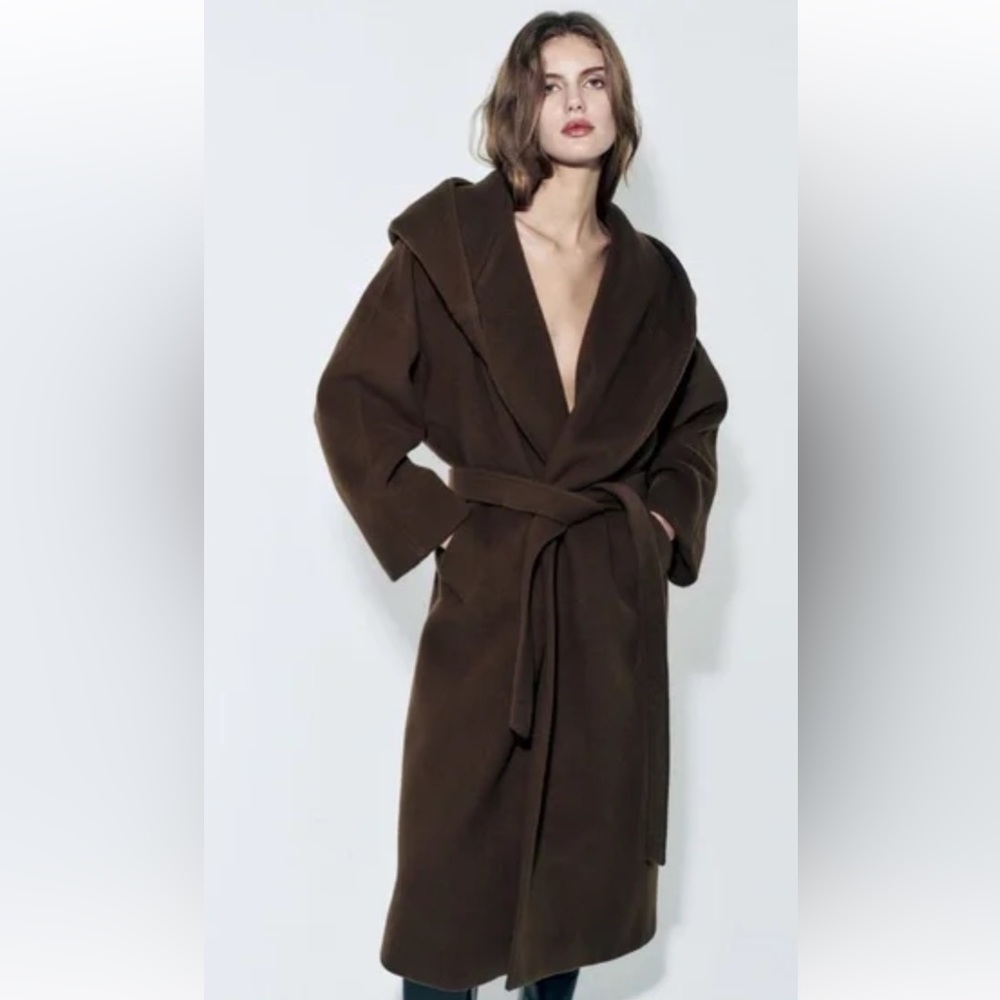 Zara Wool Hooded Coat 🤎🧸